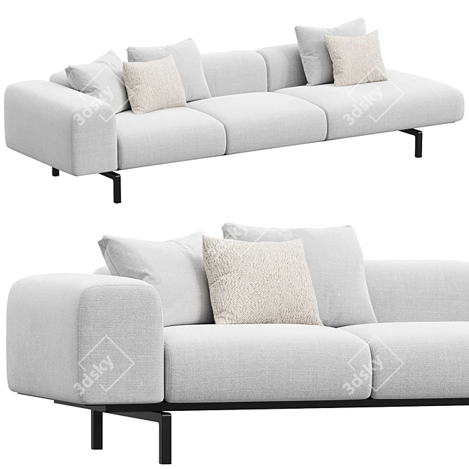 Elegant Kartell Largo Velvet Sofa 3D model image 4