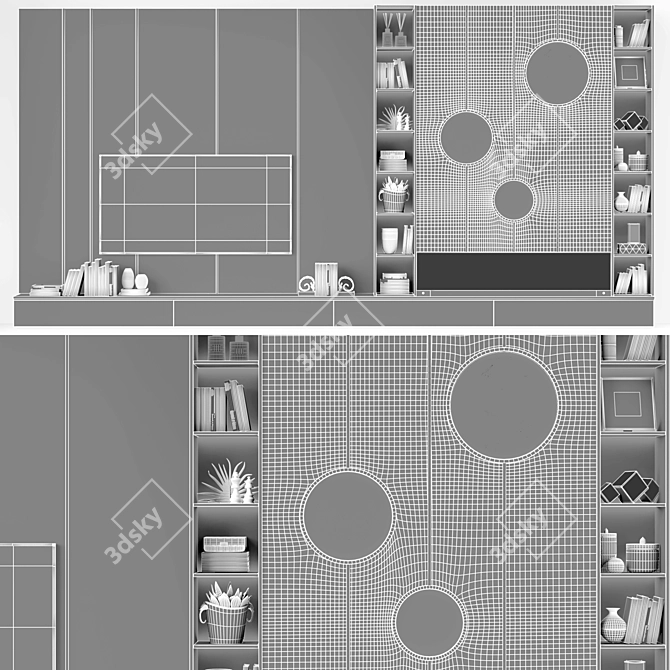 Modern Fireplace TV Zone 3D model image 3