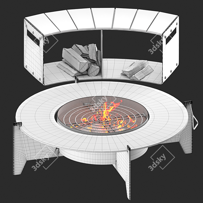 Corona Outdoor Fireplace Design 3D 3D model image 3