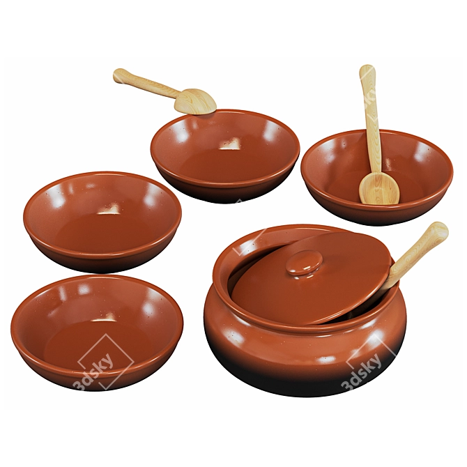 Vyatskaya Keramika Cookware Set 3D model image 2