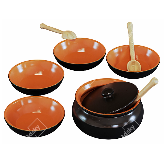 Vyatskaya Keramika Cookware Set 3D model image 3