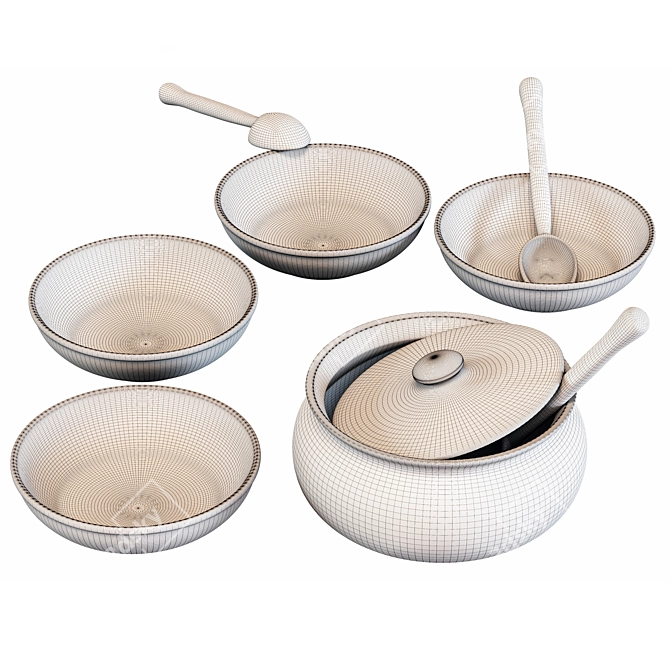 Vyatskaya Keramika Cookware Set 3D model image 4