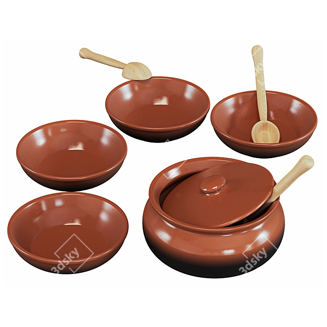 Vyatskaya Keramika Cookware Set 3D model image 6