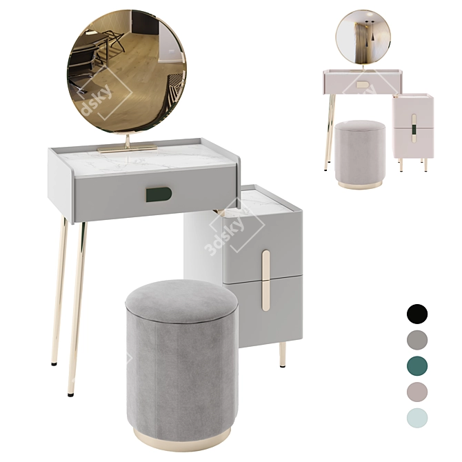 Modern Off-White Vanity Set 3D model image 1