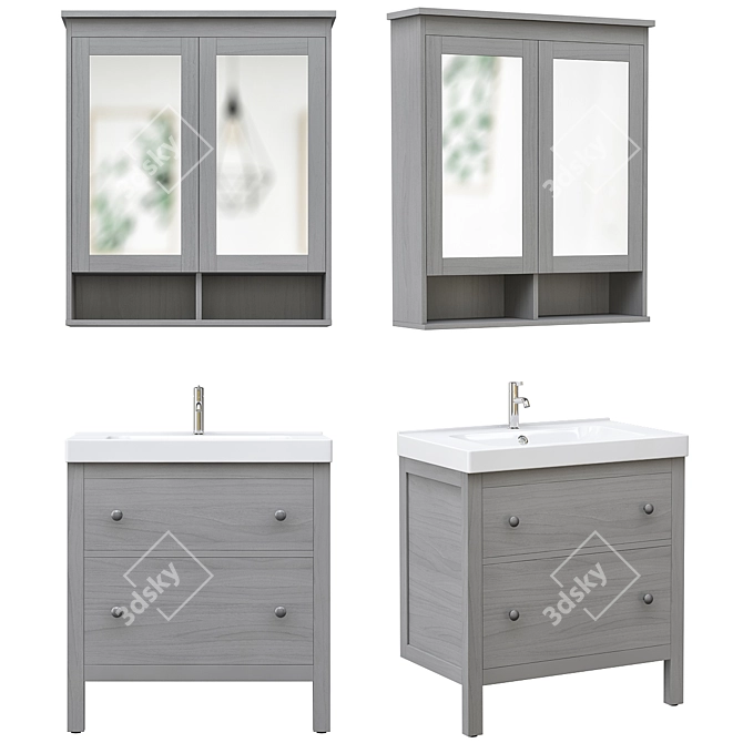 Modern Hemnes & Odensvik Bathroom Set 3D model image 1