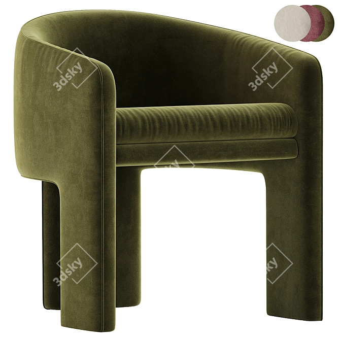 Milo Baughman Velvet Armchair Design 3D model image 2