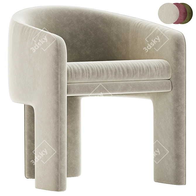 Milo Baughman Velvet Armchair Design 3D model image 3