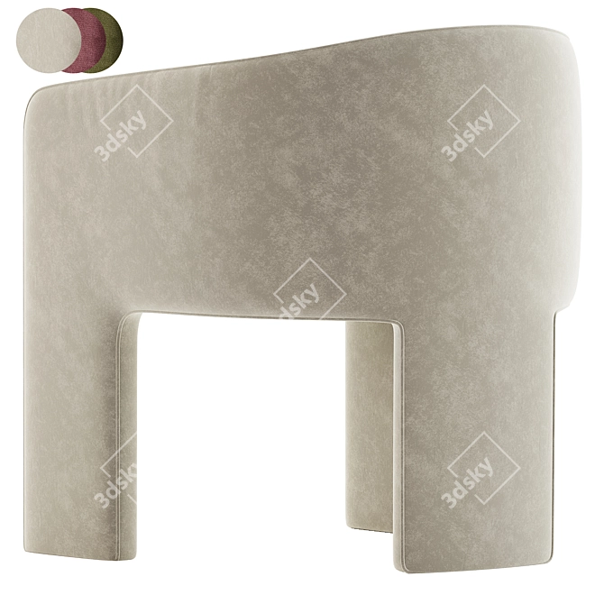 Milo Baughman Velvet Armchair Design 3D model image 4