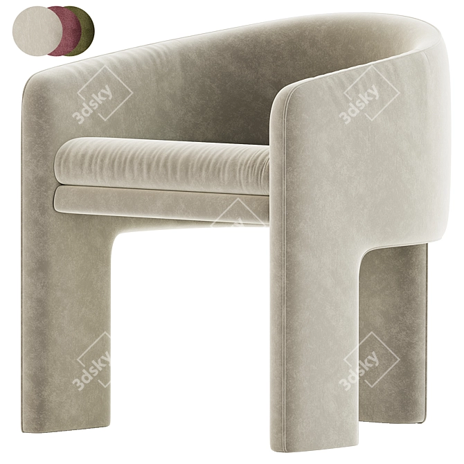 Milo Baughman Velvet Armchair Design 3D model image 5