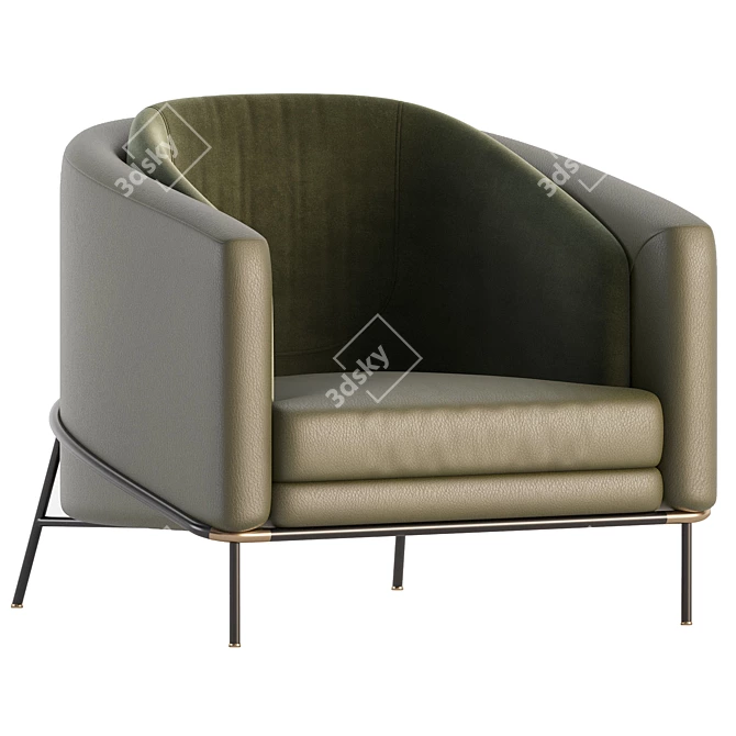 Elegant FIL NOIR Armchair Design 3D model image 2