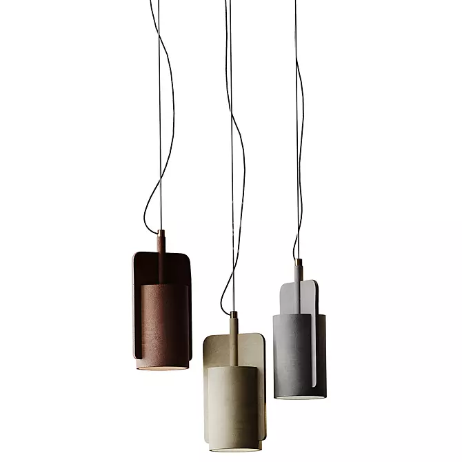 Nordic Industrial Pendant Light H31cm 3D model image 1