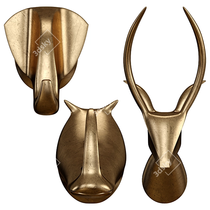 Safari Chic Animal Head Hooks 3D model image 2