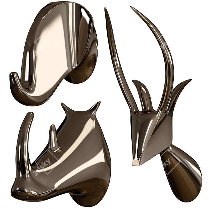 Safari Chic Animal Head Hooks 3D model image 3