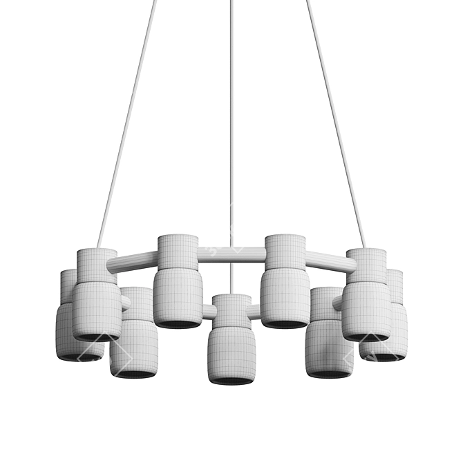 Modern Glass Wood LED Chandelier 3D model image 2