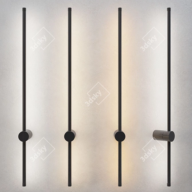 Modern LED Wall Sconce Black 3D model image 5