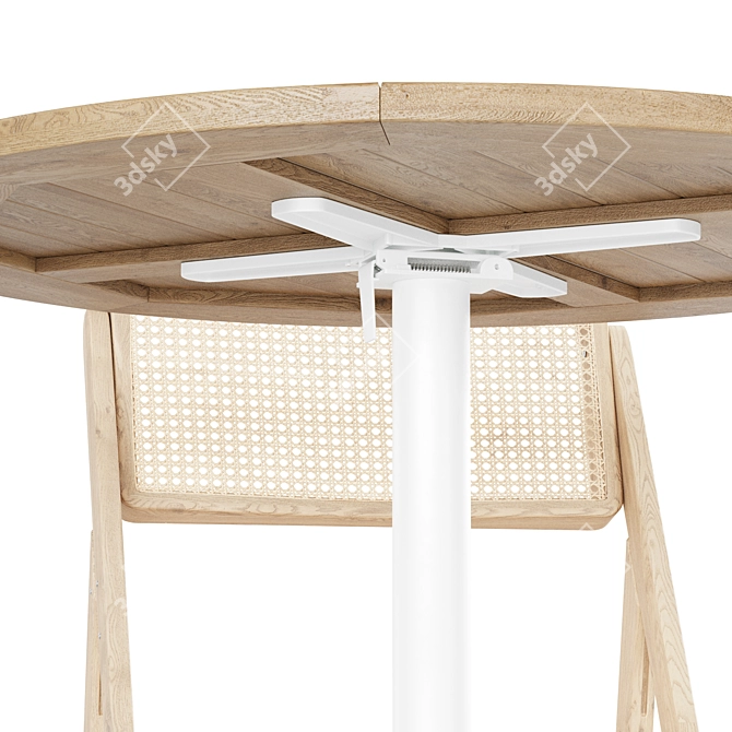 Beech Dining Table and Rattan Chair 3D model image 3