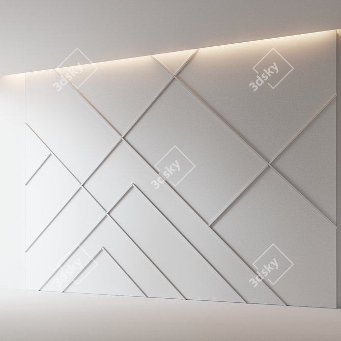  3D Decorative Relief Wall Panel 3D model image 3