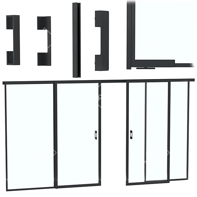 Customizable Glass Door Set 3D model image 3