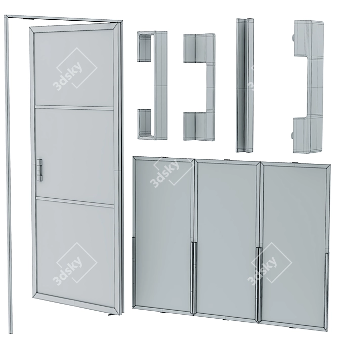 Customizable Glass Door Set 3D model image 6