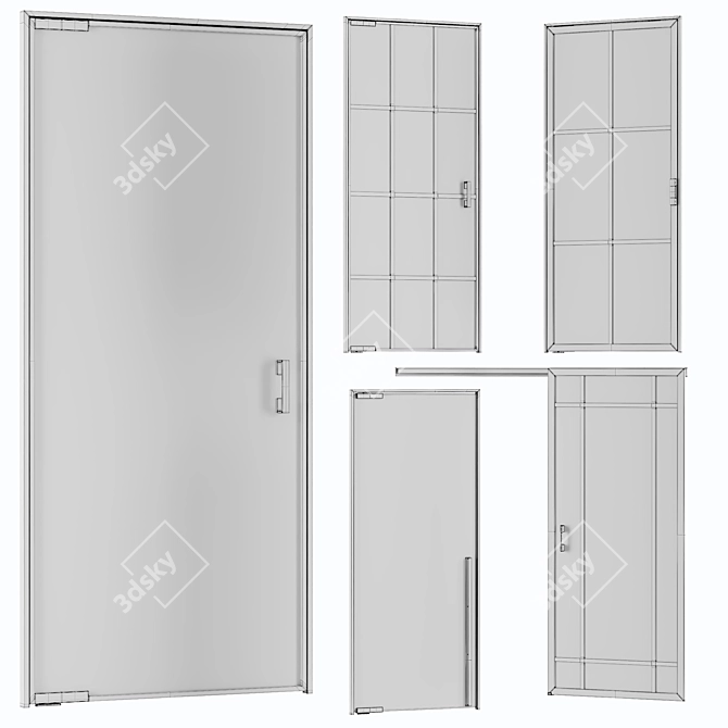 Customizable Glass Door Set 3D model image 8