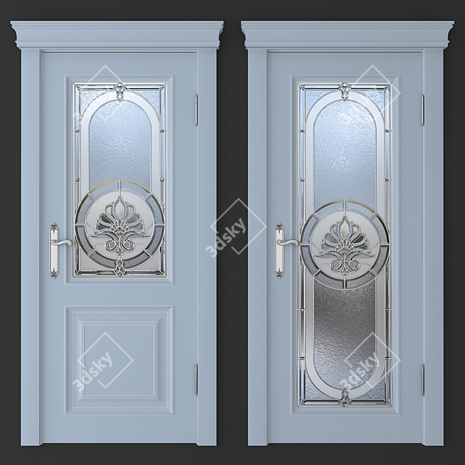 Stained Glass Door with Two Designs 3D model image 2