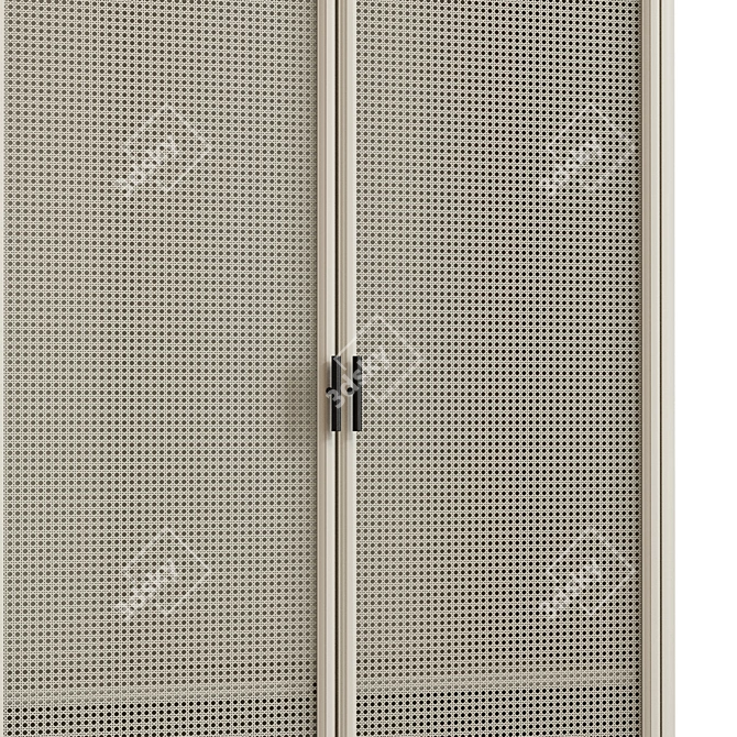 Modern Rattan Wardrobe With Curved Details 3D model image 3