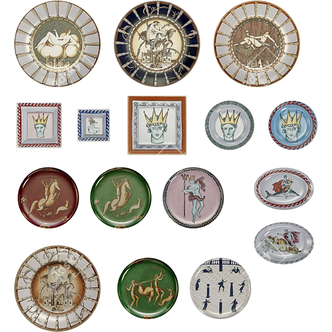 Ethnic Design Plates Set 3D model image 1