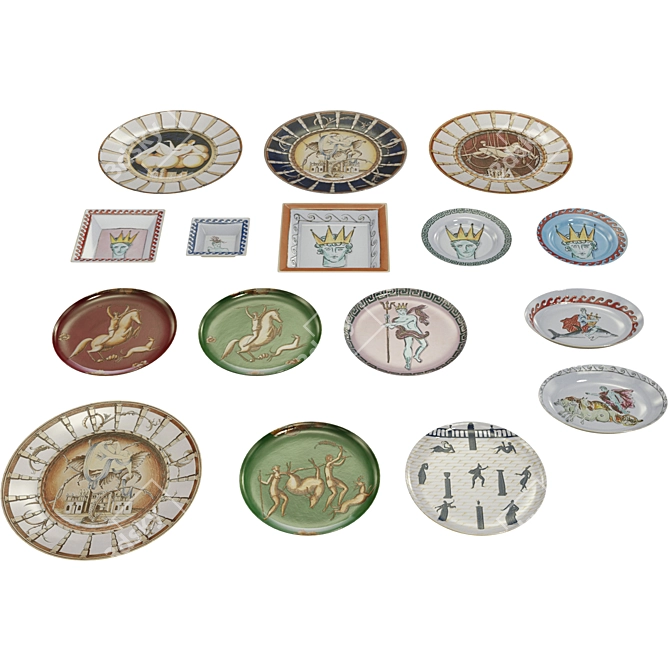 Ethnic Design Plates Set 3D model image 2