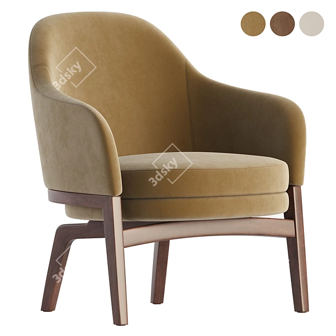 Elegant MACARON Armchair - PIAVAL 3D model image 1