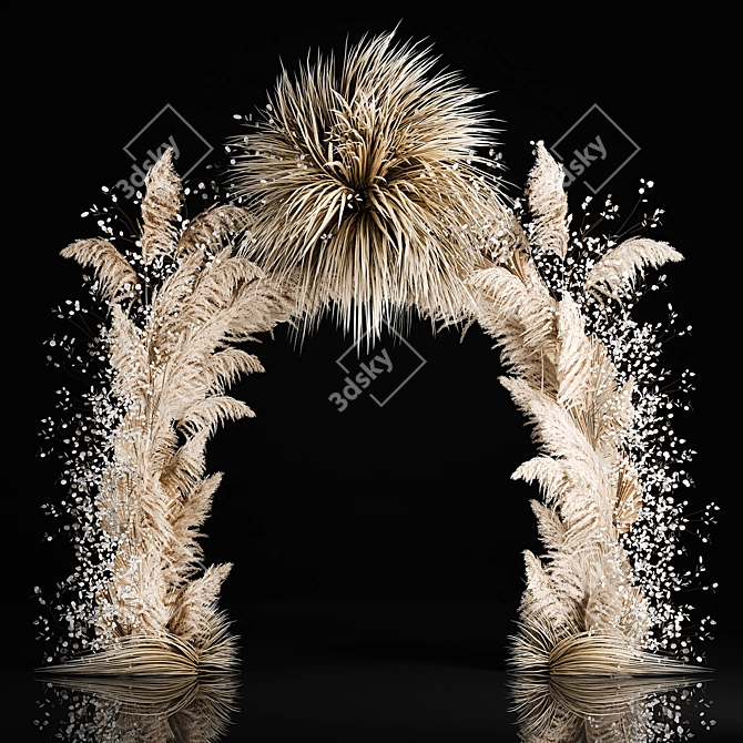 Reed & Palm Leaf Wedding Arch 3D model image 1