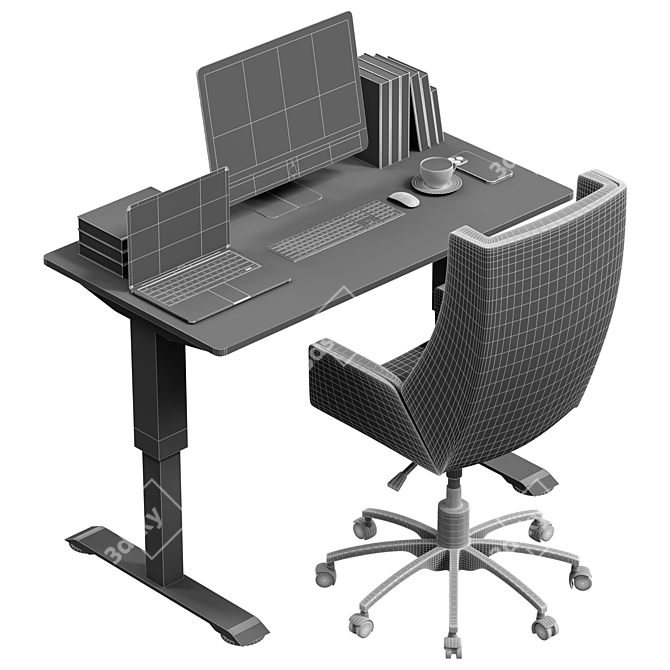 Electric Height Adjustable Standing Desk 3D model image 7