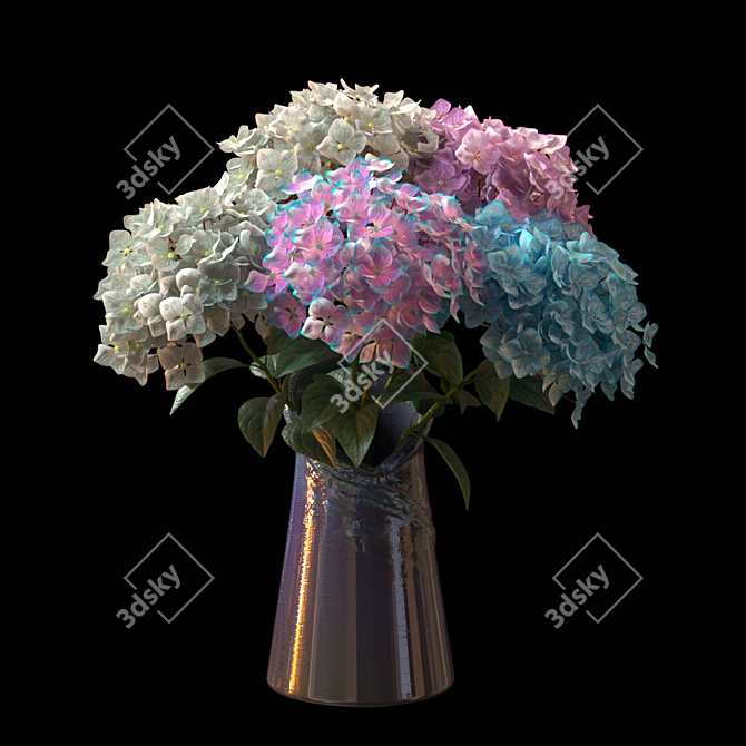 Colorful Hydrangea Macrophylla - Decorative Garden Plant 3D model image 1