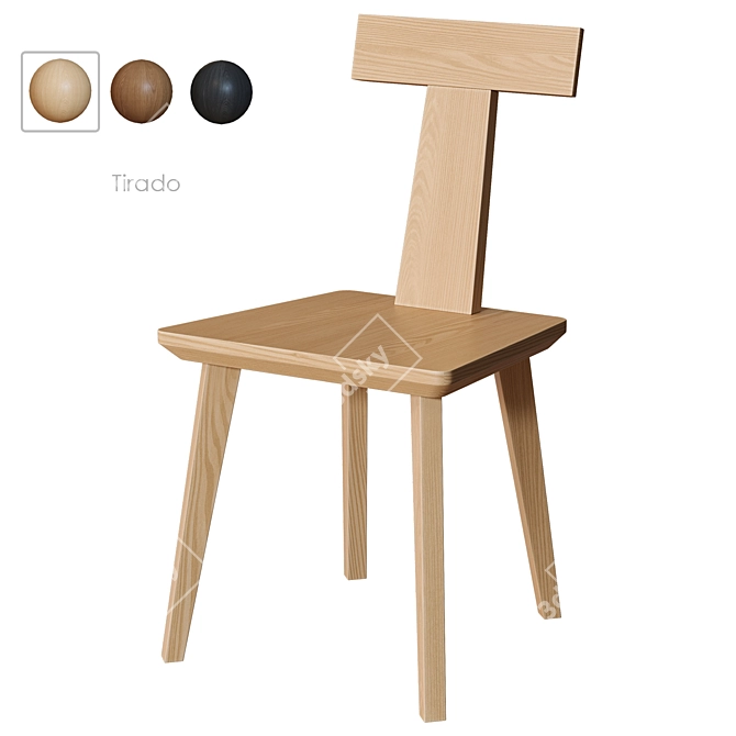 Modern Oak Finish Dining Chair 3D model image 1