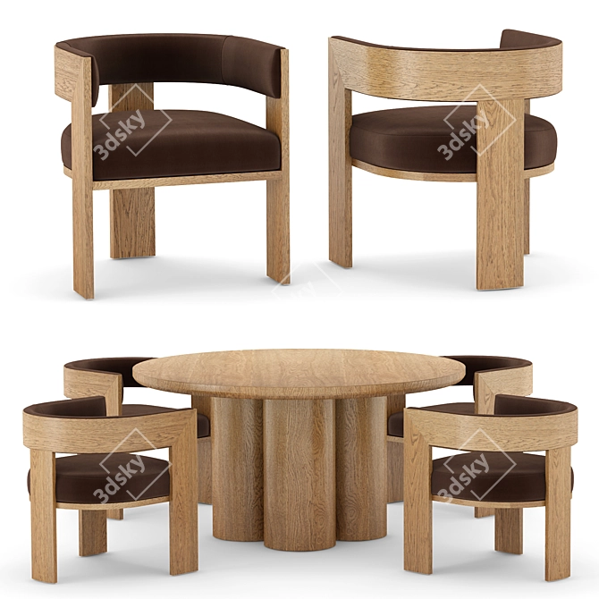 Nordic Style Dining Set 3D model image 1