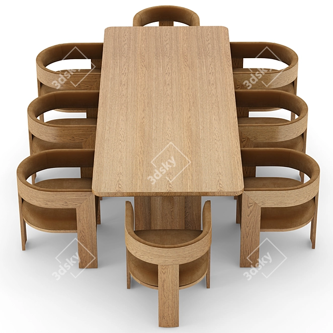 Rustic Charm Oslo Dining Set 3D model image 2