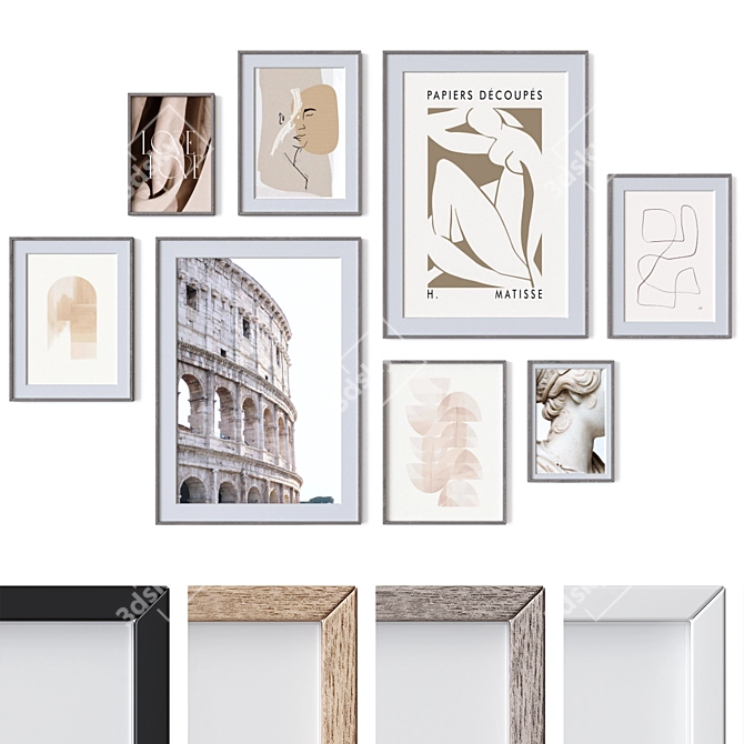 Wooden Frame Wall Art Set 3D model image 1