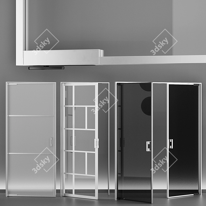 Modular Glass Door Set, Customizable 3D model image 3