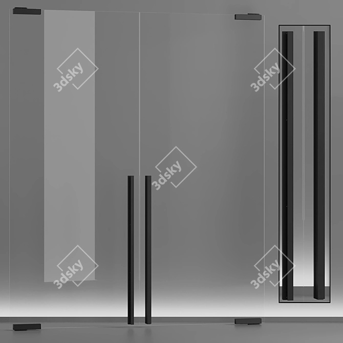 Modular Glass Door Set, Customizable 3D model image 6