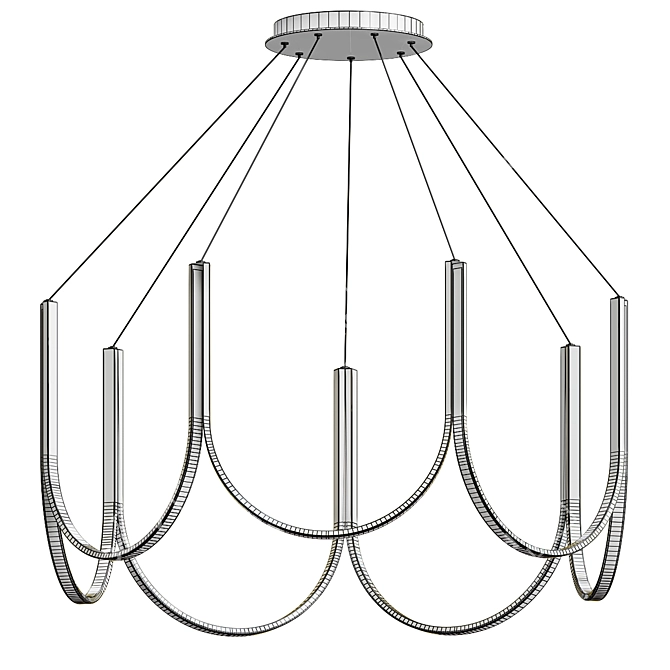 Sleek Metal Flush Mount Light 3D model image 4