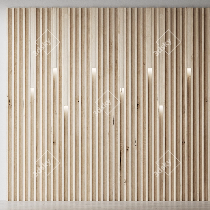 Decorative Wooden Wall Panel 3D model image 1