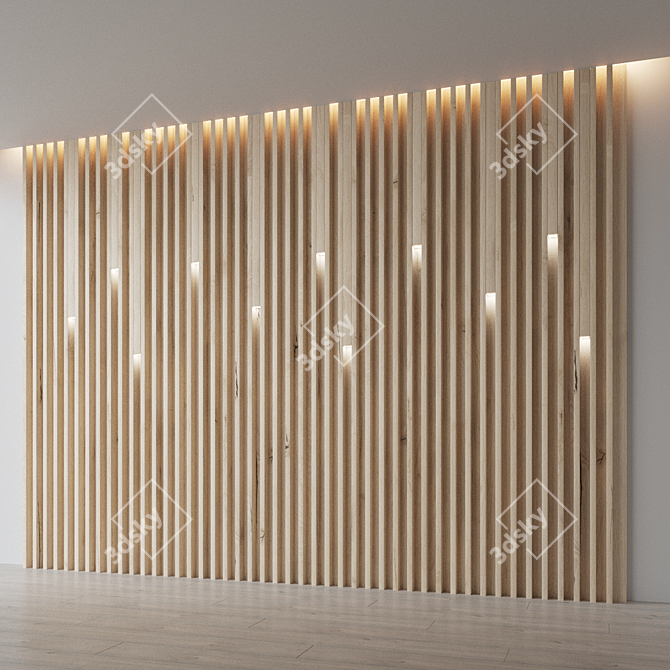 Decorative Wooden Wall Panel 3D model image 2