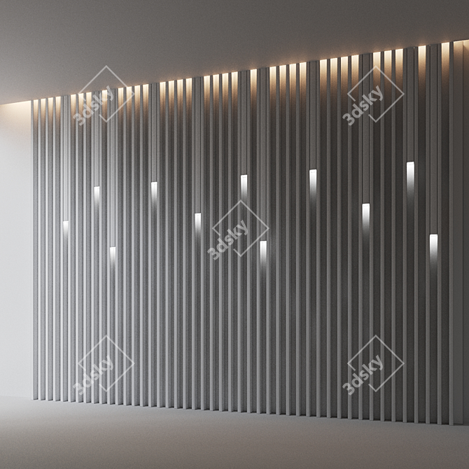 Decorative Wooden Wall Panel 3D model image 3