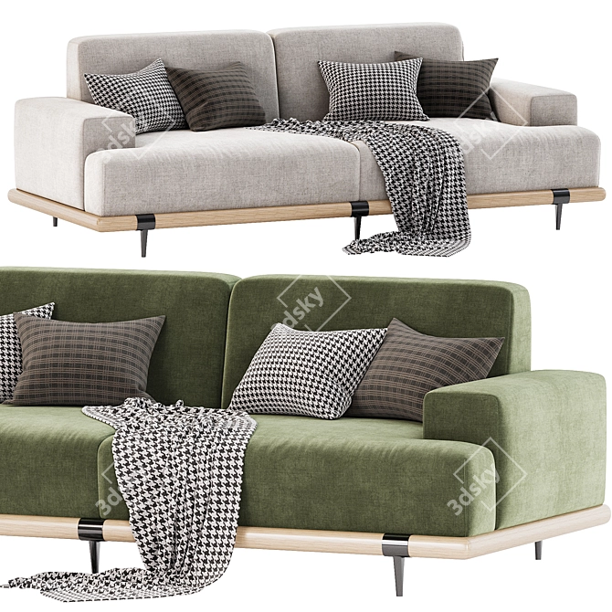 Elegant Hastings Sofa in Flax 3D model image 1