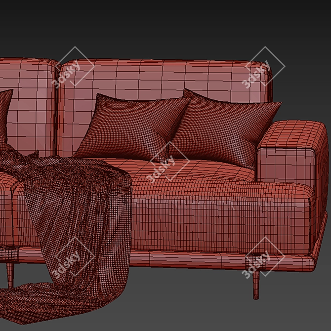 Elegant Hastings Sofa in Flax 3D model image 4