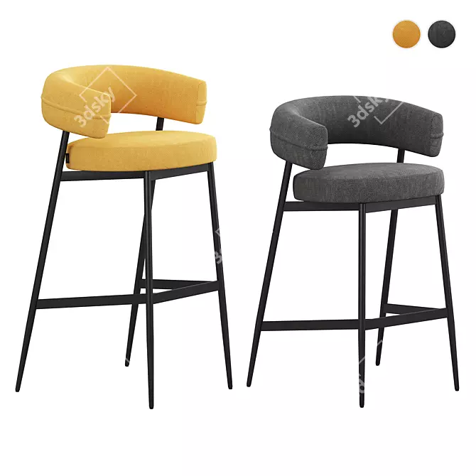 Zanotta Nena Bar Stool Two-Tone 3D model image 2