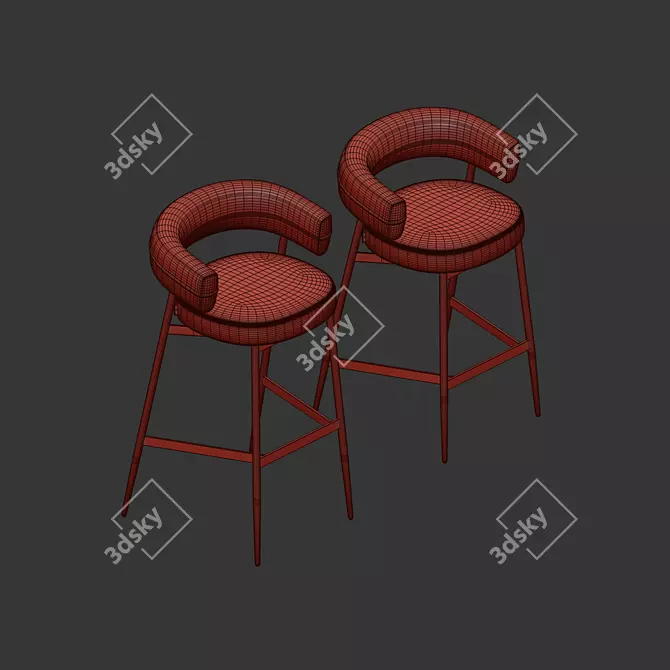 Zanotta Nena Bar Stool Two-Tone 3D model image 5