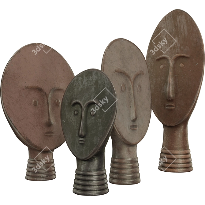 African Ethnic Masks Set 3D model image 5