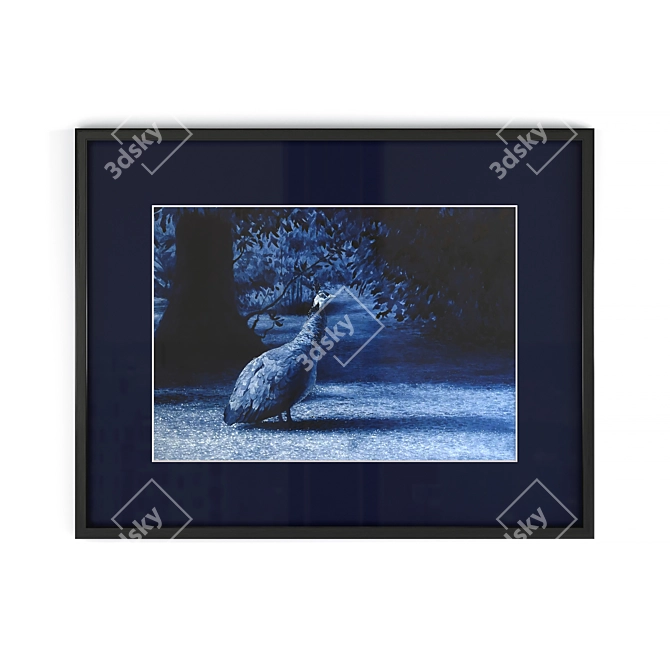 Peacock Painting in Glass Frame 3D model image 1