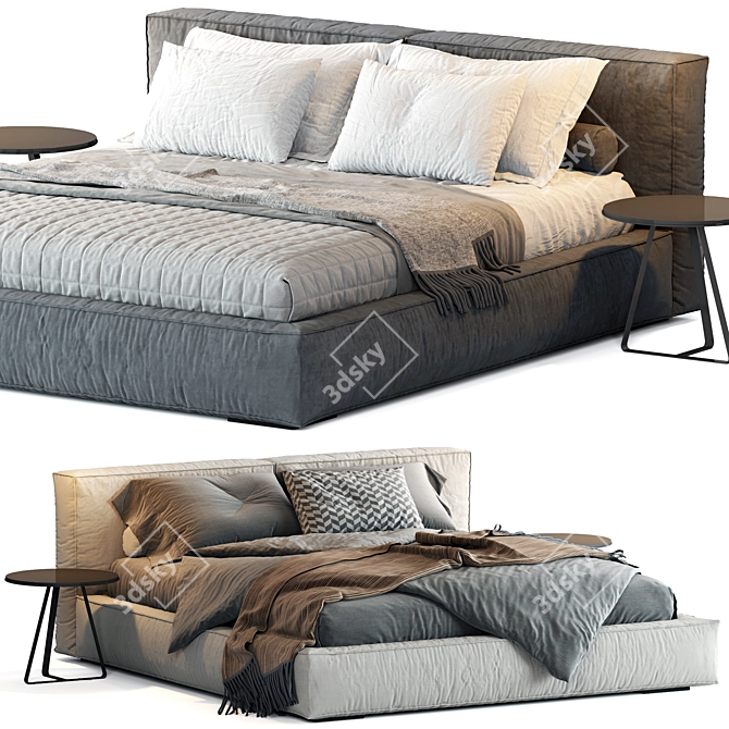 Modern Boca Navi Black Bed 3D model image 7