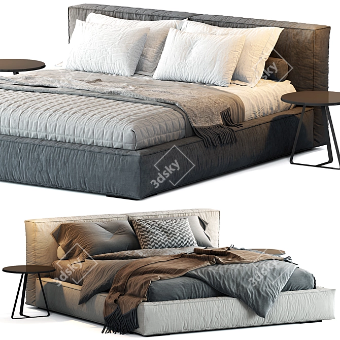 Modern Boca Navi Black Bed 3D model image 8